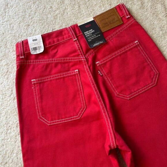 NWT Levi's Ribcage Straight Ankle Bright Red Women's Jeans Size 26/29 - Picture 4 of 12